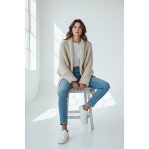 OOAK Art to Wear Hand Knit Batwing Open Cocoon Lagen Look Cardigan os/xxl